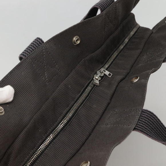 HERMES Her Line Tote Bag Canvas Gray Silver Auth 132562