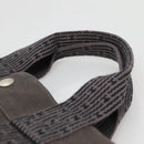 HERMES Her Line Tote Bag Canvas Gray Silver Auth 132562-8