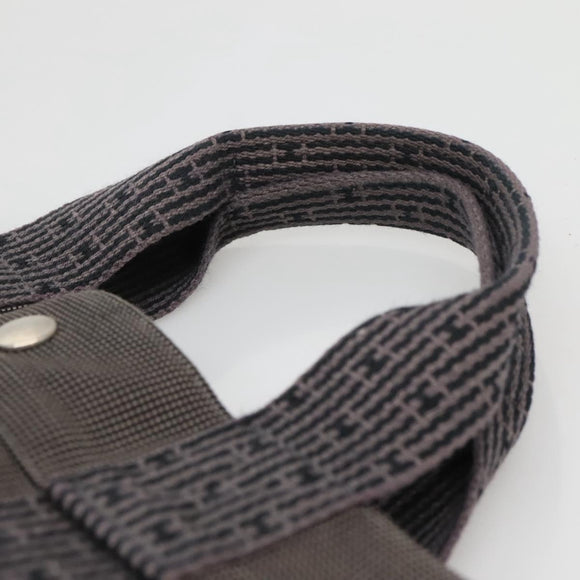 HERMES Her Line Tote Bag Canvas Gray Silver Auth 132562