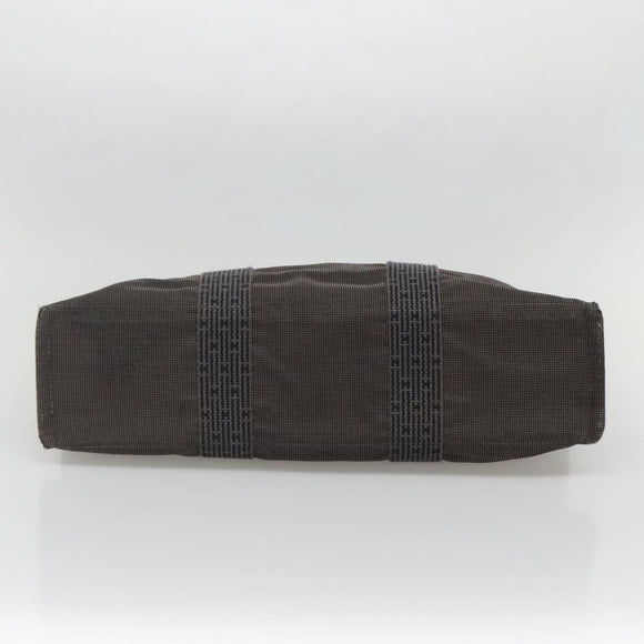 HERMES Her Line Tote Bag Canvas Gray Silver Auth 132562