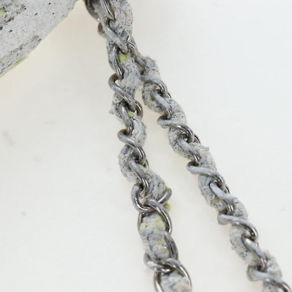 CHANEL Chain Shoulder Bag Tweed White Silver CC Auth 132564A