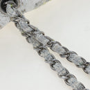 CHANEL Chain Shoulder Bag Tweed White Silver CC Auth 132564A-18
