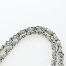 CHANEL Chain Shoulder Bag Tweed White Silver CC Auth 132564A-19