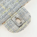 CHANEL Chain Shoulder Bag Tweed White Silver CC Auth 132564A-27
