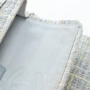 CHANEL Chain Shoulder Bag Tweed White Silver CC Auth 132564A-30