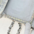 CHANEL Chain Shoulder Bag Tweed White Silver CC Auth 132564A-32