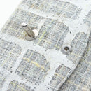 CHANEL Chain Shoulder Bag Tweed White Silver CC Auth 132564A-33