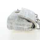 CHANEL Chain Shoulder Bag Tweed White Silver CC Auth 132564A-7
