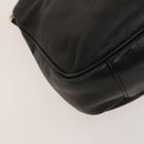 GUCCI Bamboo Shoulder Bag Leather Black Gold 001 3444 1638 Auth 132566-15