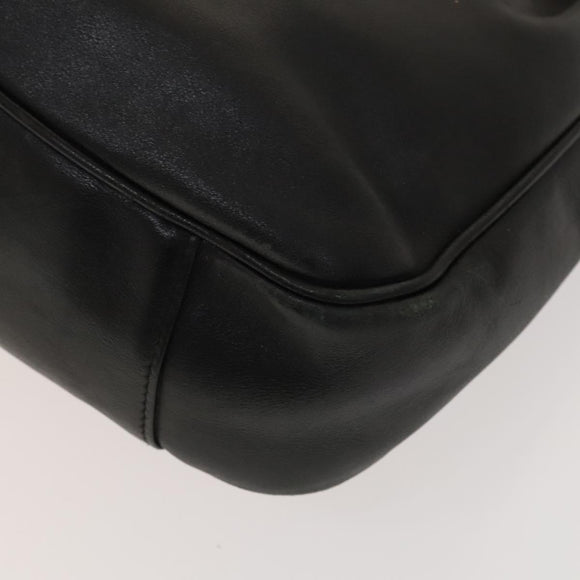 GUCCI Bamboo Shoulder Bag Leather Black Gold 001 3444 1638 Auth 132566