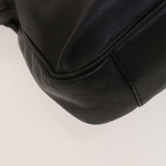 GUCCI Bamboo Shoulder Bag Leather Black Gold 001 3444 1638 Auth 132566