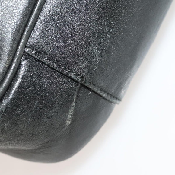 GUCCI Bamboo Shoulder Bag Leather Black Gold 001 3444 1638 Auth 132566