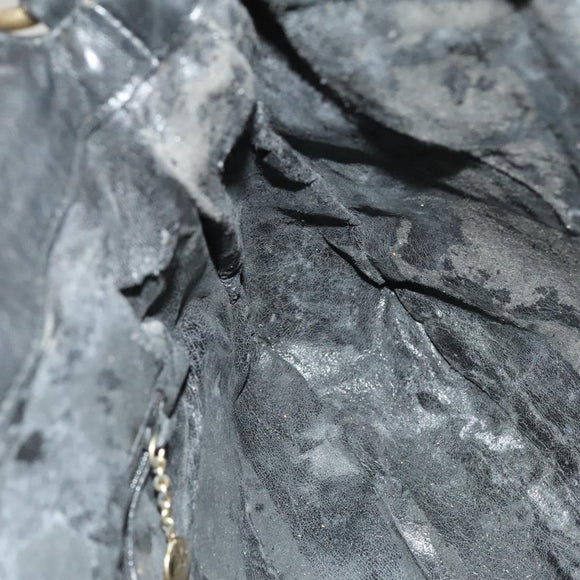 GUCCI Bamboo Shoulder Bag Leather Black Gold 001 3444 1638 Auth 132566