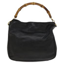 GUCCI Bamboo Shoulder Bag Leather Black Gold 001 3444 1638 Auth 132566-13