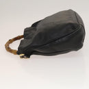 GUCCI Bamboo Shoulder Bag Leather Black Gold 001 3444 1638 Auth 132566-4