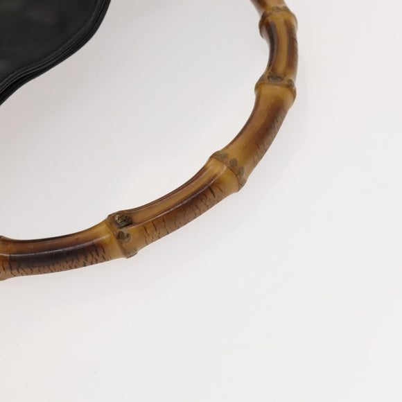 GUCCI Bamboo Shoulder Bag Leather Black Gold 001 3444 1638 Auth 132566