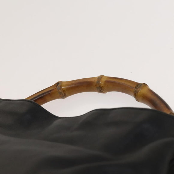 GUCCI Bamboo Shoulder Bag Leather Black Gold 001 3444 1638 Auth 132566