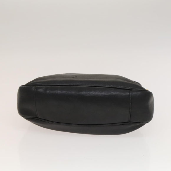 GUCCI Bamboo Shoulder Bag Leather Black Gold 001 3444 1638 Auth 132566