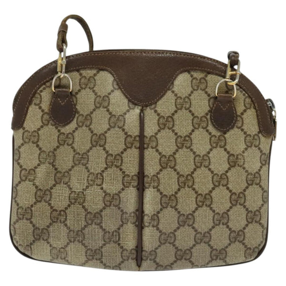 GUCCI GG Supreme Web Sherry Line Bag PVC Beige Gold 904 02 047 Auth 132567