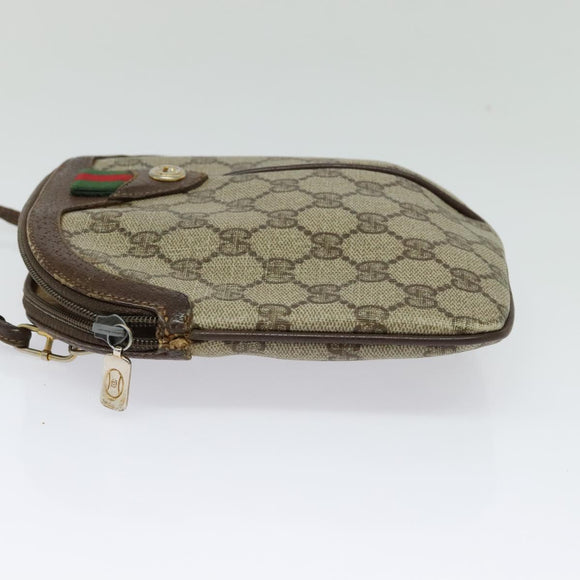 GUCCI GG Supreme Web Sherry Line Bag PVC Beige Gold 904 02 047 Auth 132567