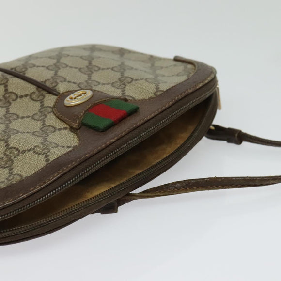 GUCCI GG Supreme Web Sherry Line Bag PVC Beige Gold 904 02 047 Auth 132567