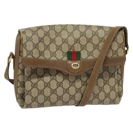 GUCCI GG Supreme Web Sherry Line Bag PVC Beige Gold 904 02 084 Auth 132568