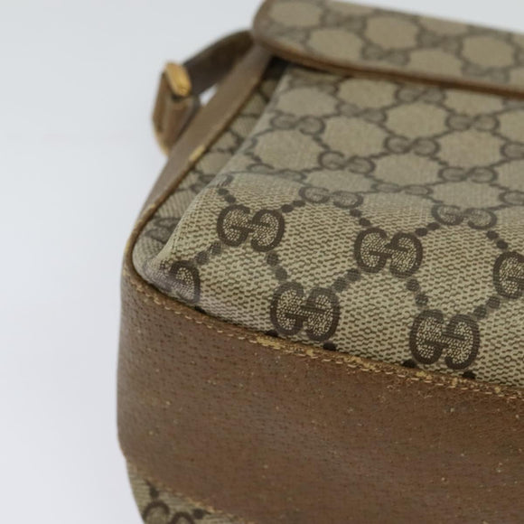 GUCCI GG Supreme Web Sherry Line Bag PVC Beige Gold 904 02 084 Auth 132568