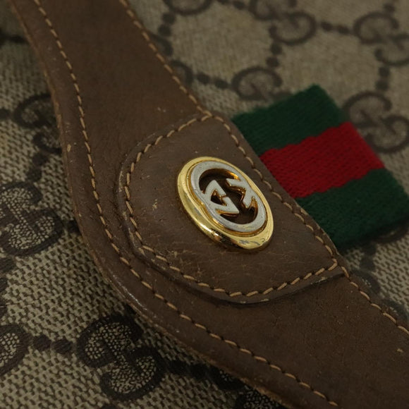 GUCCI GG Supreme Web Sherry Line Bag PVC Beige Gold 904 02 084 Auth 132568