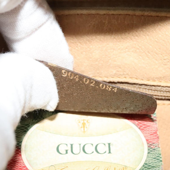 GUCCI GG Supreme Web Sherry Line Bag PVC Beige Gold 904 02 084 Auth 132568