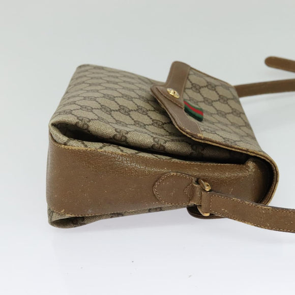 GUCCI GG Supreme Web Sherry Line Bag PVC Beige Gold 904 02 084 Auth 132568