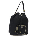 PRADA Hand Bag Nylon Black Silver Auth 132573-1