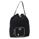 PRADA Hand Bag Nylon Black Silver Auth 132573-13