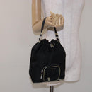 PRADA Hand Bag Nylon Black Silver Auth 132573-24