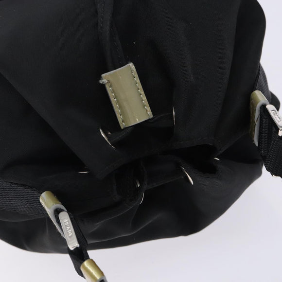 PRADA Hand Bag Nylon Black Silver Auth 132573