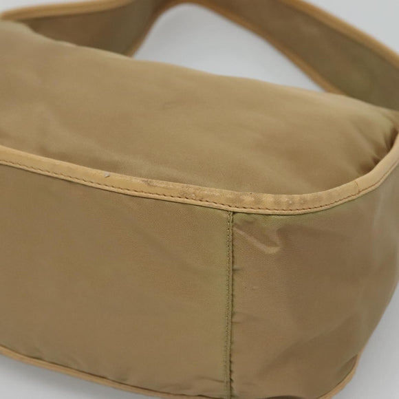 PRADA Shoulder Bag Nylon Leather Brown Silver Auth 132575
