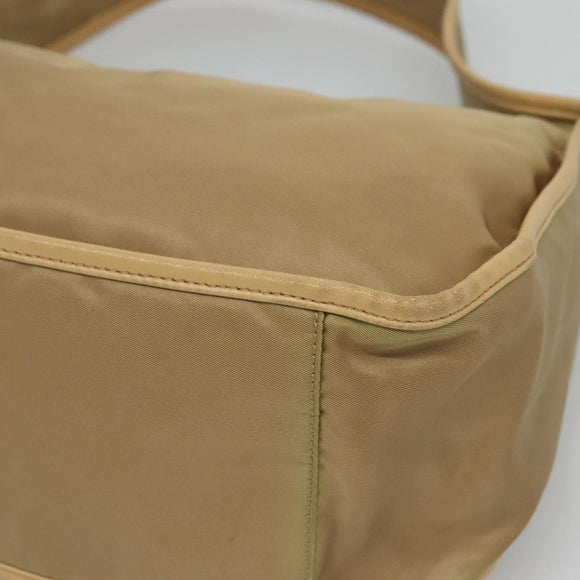PRADA Shoulder Bag Nylon Leather Brown Silver Auth 132575
