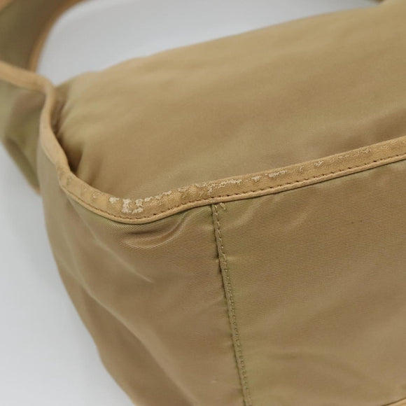 PRADA Shoulder Bag Nylon Leather Brown Silver Auth 132575