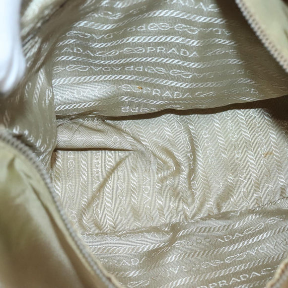 PRADA Shoulder Bag Nylon Leather Brown Silver Auth 132575