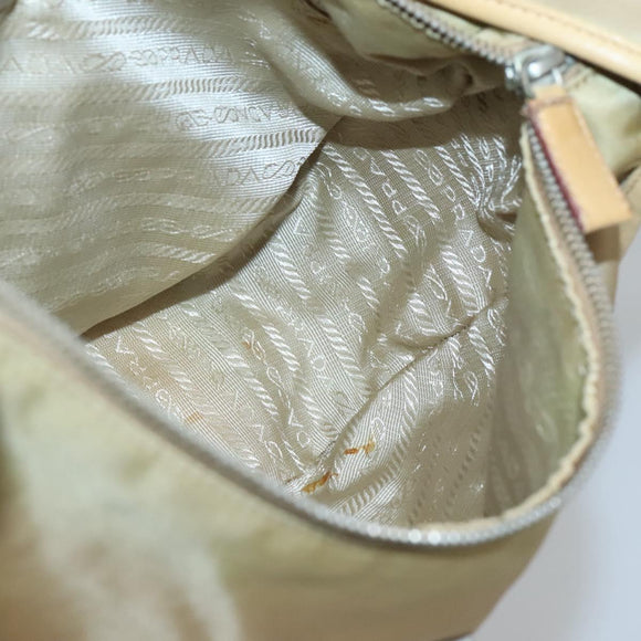 PRADA Shoulder Bag Nylon Leather Brown Silver Auth 132575