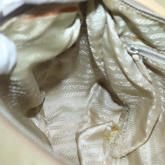 PRADA Shoulder Bag Nylon Leather Brown Silver Auth 132575