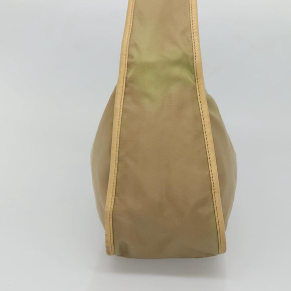 PRADA Shoulder Bag Nylon Leather Brown Silver Auth 132575