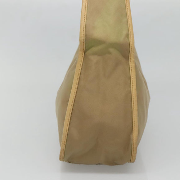 PRADA Shoulder Bag Nylon Leather Brown Silver Auth 132575