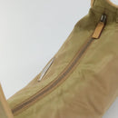 PRADA Shoulder Bag Nylon Leather Brown Silver Auth 132575-6