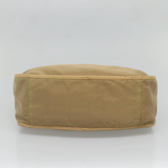 PRADA Shoulder Bag Nylon Leather Brown Silver Auth 132575