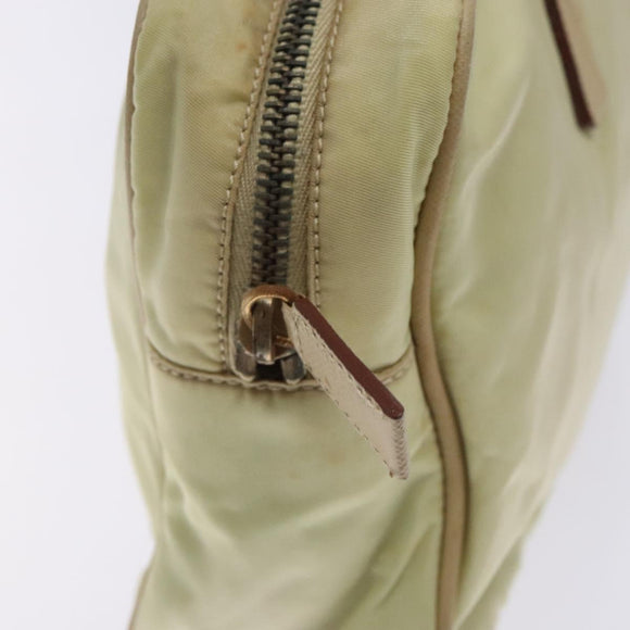 PRADA Hand Bag Nylon Beige Gold Auth 132576