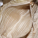 PRADA Hand Bag Nylon Beige Gold Auth 132576-21