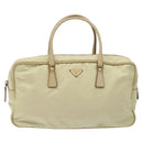 PRADA Hand Bag Nylon Beige Gold Auth 132576-13