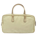 PRADA Hand Bag Nylon Beige Gold Auth 132576-2