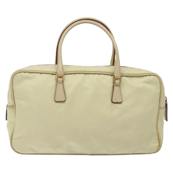 PRADA Hand Bag Nylon Beige Gold Auth 132576