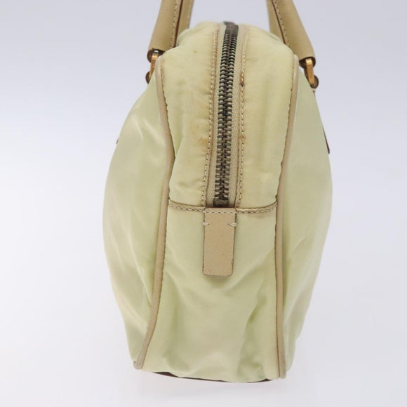 PRADA Hand Bag Nylon Beige Gold Auth 132576